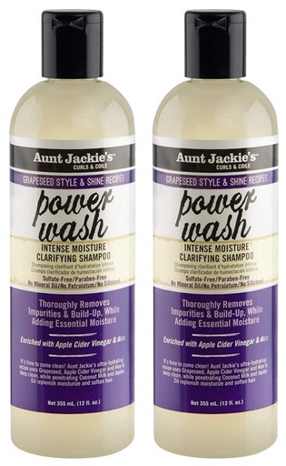 [08565612] AUNT JACKIE'S GRAPESEED POWER  WASH SHAMPOO 12 OZ (CS/6)