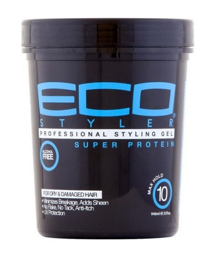 [05800124] ECOSTYLE STYLING GEL SUPER     PROTEIN BLACK/BLUE 32 OZ(CS/6)*